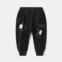 女童裤子秋2021新款季洋气长裤中小童宝宝童裤儿童娃娃休闲裤潮 小熊裤子-黑色 110