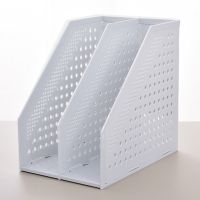 博学精英文件架a4多层栏文件收纳盒立式伸缩书立办公资料架档案夹 二栏/浅灰