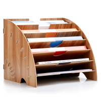 迪拉索 木质桌面收纳盒办公用品整理置物框收纳文件架多层A4资料书架 杂志收纳扇形资料架 办公家具置物架 办公桌桌面资料架