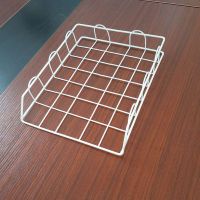 铁艺可多层叠加收纳筐桌面书本文件资料收纳盒书架办公档案收纳架 喷涂白单层