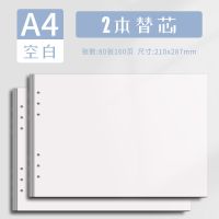 a4活页本可拆卸网格本6孔大学生课堂笔记本简约ins风空白思维导图 A4空白替芯2本