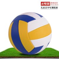 学生专用排球初中考试5号训练比赛软皮成人沙滩排球[中考可用] 4号[黄白蓝]幼儿园用 送打气筒+气针+网兜