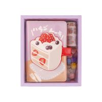 派派妞A6立体磁扣手账本卡通创意礼盒多款可爱趣味手账本套装本子 草莓蛋糕 手账礼盒