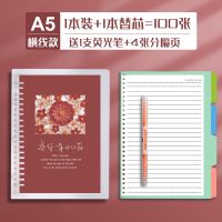 简笔画手绘本情侣手账本网格内页好看又少女的本子笔记本创意送人 A5横线款/小红花/1本/送替芯+荧 光笔+分隔页