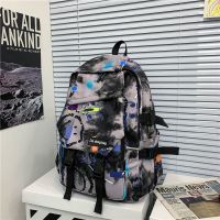 书包男大容量时尚街头潮牌背包高中学生大学生潮流情侣双肩包女酷 黑色 不带挂件