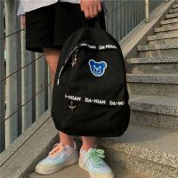 书包女ins风韩版原宿ulzzang大学生百搭帆布双肩包高中生森系背包 黑色(无挂件) 收藏店铺 送礼物 优先发货