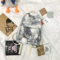 均匀版古着感双肩包帆布大容量时尚书包女韩版高中ins背包大学生 黑色 送小礼物