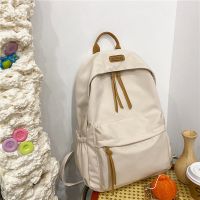 ins风双肩包书包中学生初中生日系大学生女韩版百搭女原宿ulzzang 米白色+防水+背部防盗