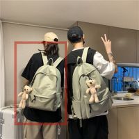 卡帝乐鳄鱼书包女ins风背包男2021新款时尚潮流大学生防水双肩包 绿色小号 -送小熊挂件