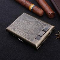 贵派20支装青铜金属自动弹盖烟盒多功能充电打火机一体带烟夹 清明上河图