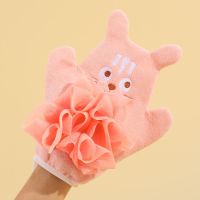 儿童搓澡巾可爱沐浴洗澡神器手套宝宝卡通搓澡搓背巾清洁不疼搓背 公主粉 泡泡猫