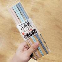 日本制NITORI尼达利树脂透明彩色水晶筷子洗碗机用2双一组情侣筷 粉灰三双一组