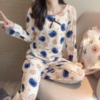 睡衣女春秋季长袖蕾丝花边公主风冬季韩版清新学生甜美家居服套装 蝴蝶结芝麻街 S(75-90斤)