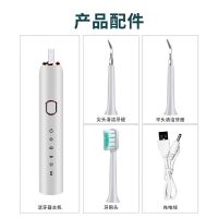 洁璧牙结石去除器家用高频震动牙垢烟渍茶渍牙齿美白电动洁牙仪器 月牙白 标准版(两只刀头+洁牙机+牙刷头)