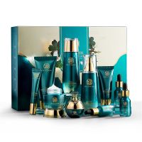 韩婵灵芝羊胎素十件套盒补水控油保湿美白祛斑淡细纹护肤水乳套装 十件套[无赠品]