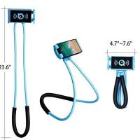 敢创想 创意颈挂式追剧神器手机通用型宿舍便携挂脖床头手机支架 蓝色 专利正品/50cm-蜻蜓手机支架