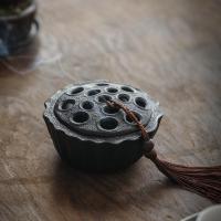 大号创意莲蓬蚊香炉艾条柱熏香檀香沉香家用室内陶瓷驱蚊盘香熏炉 黑陶莲蓬炉(大号)可做蚊香炉