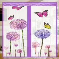 磁性自粘型防蚊纱窗网纱门帘魔术贴窗纱网沙窗简易家用窗帘免打 磁性---紫色蒲公英 宽80高100