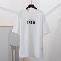 巴黎世家棉质亲子情侣短袖新潮流行新款T恤春夏秋薄款男女通用 CREW白 S