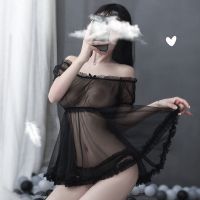 情趣内衣女夏情趣骚连体衣内衣女蕾丝蝴蝶结绑带睡裙蕾丝透视睡衣 黑色睡裙+内裤 均码