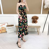 睡裙女夏长款过膝吊带连衣裙夏季薄款宽松睡衣裙家居服休闲可出门 1号花 均码 [80斤到145斤]