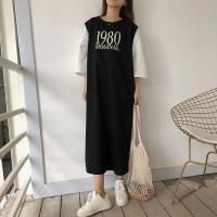 大码睡裙女夏学生ins韩版宽松新款睡衣连衣裙长款过膝家居服外穿 黑色1980无袖裙 M