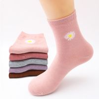 5双春秋款袜子女士中长款中筒百搭妈妈中袜短袜秋天女生新款长袜 雏菊5双