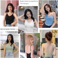 加长款吊带背心女大U美背内搭外穿修身显瘦裹胸文胸无钢圈带胸垫 短款背心颜色随机发货[1件装] L[100-120斤]