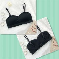 薄款抹胸吊带小背心少女内衣女学生韩版裹胸防走光文胸无钢圈胸罩 黑色 均码
