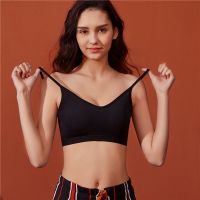 冰丝吊带美背内衣女学生抹胸胸垫一体式文胸无钢圈防走光裹胸 黑色 S 80-92斤