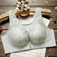 性感蕾丝抹胸厚薄款文胸无钢圈聚拢内衣女调整型胸罩 奢华蕾丝[银灰] 34/75A