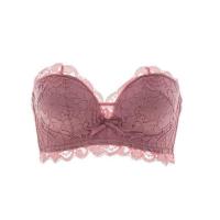 无肩带内衣女聚拢一字肩专用 防滑一字领无钢圈小胸隐形无带文胸 豆沙[单件] 32/70A