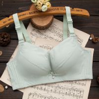 婴儿棉加厚小胸平胸专用文胸聚拢上托无钢圈款少女学生内衣胸罩女 浅绿色 32/70AB