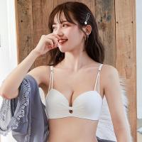 无痕内衣女小胸聚拢薄款平胸专用文胸性感无钢圈调整型防下垂胸罩 甜心白(单件) 32/70A(约2.5cm厚)
