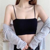[1-3件装]韩版吊带背心女学生打底无钢圈裹胸内衣女抹胸式文胸 [一件装]黑色 均码[80-130斤]