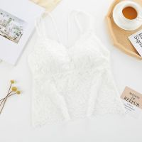 蝴蝶蕾丝美背文胸聚拢内衣女学生韩版吊带背心长款裹胸2020新品女 白色 9113 均码 80-145斤