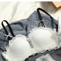 抹胸文胸无钢圈小平胸内衣女学生韩版聚拢文胸可拆卸无肩带 白色 70/32(AB通杯)