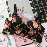 一片式少女无钢圈文胸套装or单件拉B绑带聚拢加厚女士内衣 蔷薇花单件 32/70A