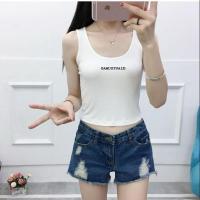 字母工字背心女士内衣2020新款夏季内搭无袖学生短款背心打底衫潮 字母款白色 S 建议75-95斤