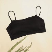 美背冰丝内衣女吊带小背心学生少女性感夏文胸聚拢打底裹胸抹胸式 1932冰丝#单件:黑色 均码