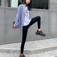 加绒鲨鱼裤鲨鱼皮打底裤女外穿秋冬紧身束腰芭比收腹压力瑜伽裤 芭比裤黑色薄款 S