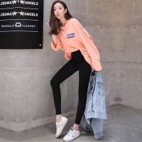 黑色外穿打底裤女加绒保暖新款紧身九分小脚铅笔高腰百搭显瘦长裤 高腰无口袋[1条装] XXL码[121-140斤]