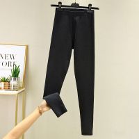 德绒发热打底裤女秋冬无痕双面加绒加厚保暖秋裤内穿修身高腰棉裤 黑色 M (建议90-110斤)