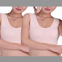 2件装 女内衣莱卡棉小背心夏中老年大码老奶奶妈妈文胸一体加肥 (肉+肉)2件 均码(110cm内胸围)