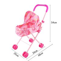 儿童玩具过家家仿真婴儿车推车女孩娃娃玩具塑料铁杆玩具小推车 6616粉色草莓铁管手推车
