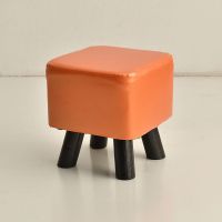 实木小凳子家用凳子成人沙发凳换鞋凳创意矮凳客厅茶几皮凳子 桔色 平面高30cm宽29cm