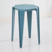 塑料凳子加厚家用客厅餐凳可摞叠简约方凳成人舒适餐椅凳多色高凳 藏青色[加厚] 500把以上[单把价格]物流