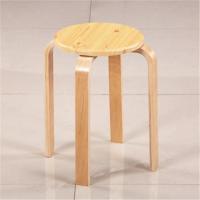 实木凳子成人餐桌凳家用吃饭小板凳创意圆凳简约曲木凳客厅高凳 原木色-直腿