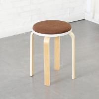 简约实木凳子创意小圆凳现代家用椅子成人高凳布艺餐桌凳塑料凳子 A原木深棕色