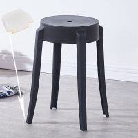 塑料凳子加厚成人餐桌凳时尚创意高凳餐凳椅子家用凳彩色圆凳板凳 黑色出口加厚版